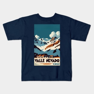 A Vintage Travel Art of Valle Nevado - Chile Kids T-Shirt